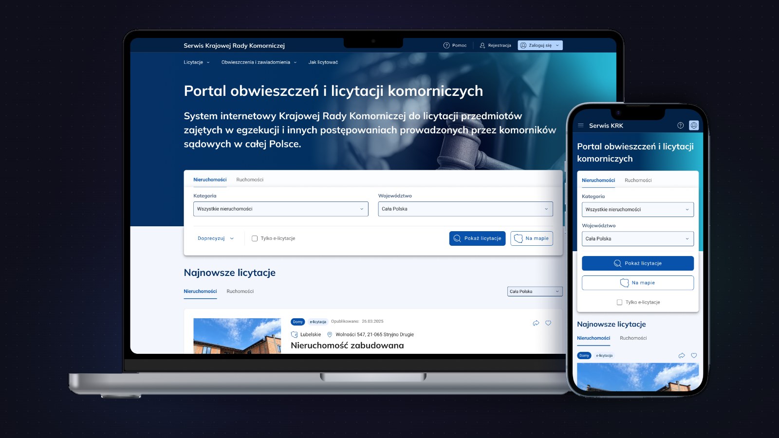 licytacje.komornik.pl on desktop and mobile