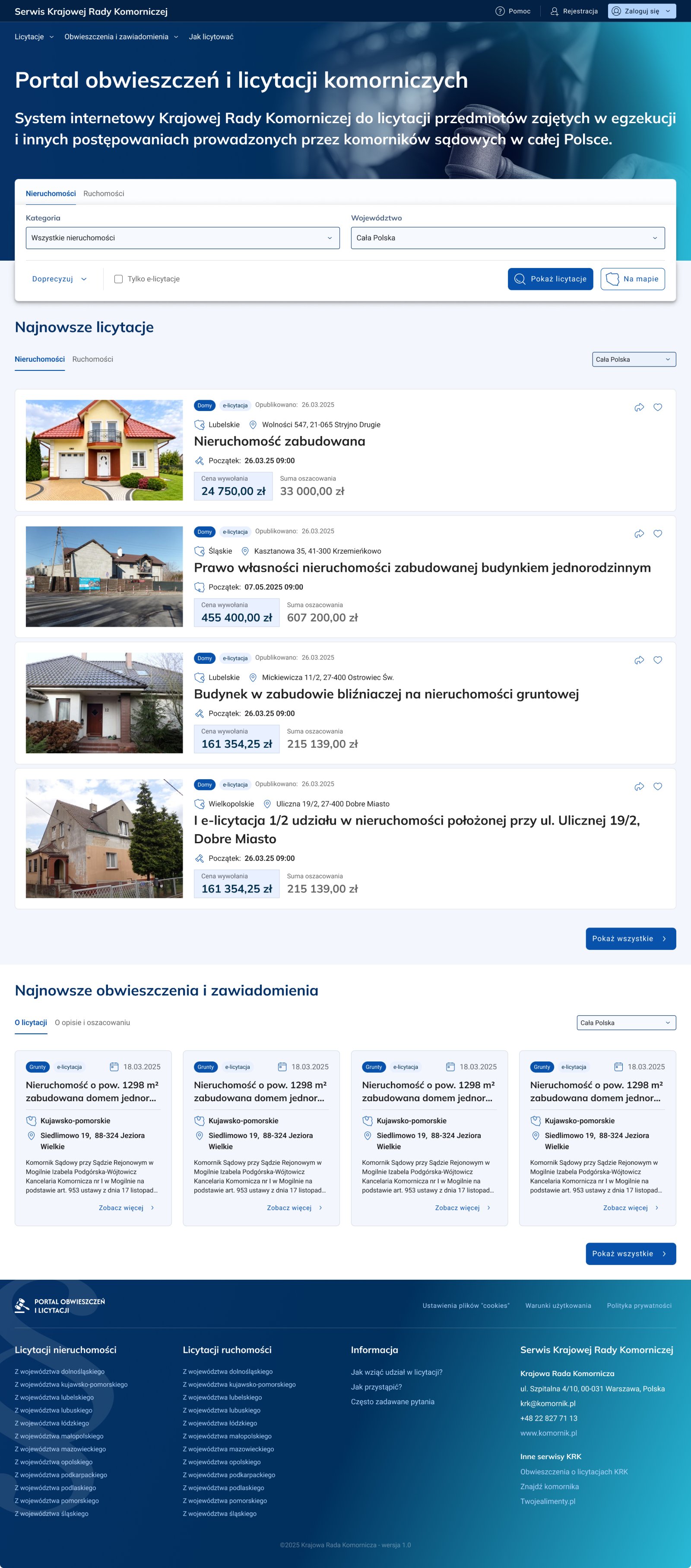 Full home page of licytacje.komornik.pl